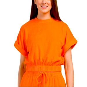 Elan Orange 🍊 Terry Short Sleeve Top Size M